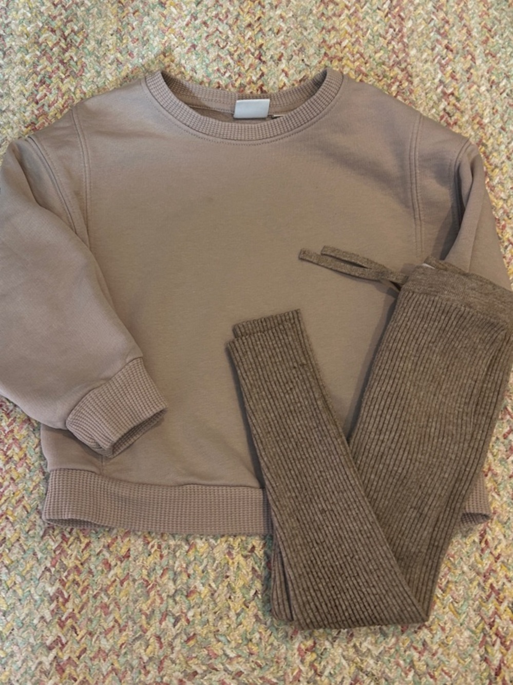 Zara Kids Taupe Sweatshirt and Ribbed Leggings Set